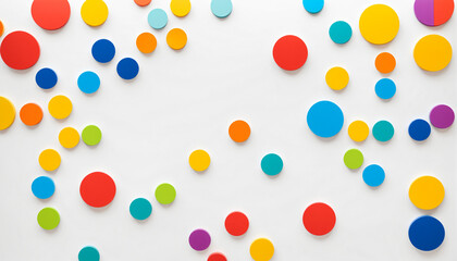 Fototapeta premium abstract background of colorful 3d circles in various sizes scattered across a white surface creating a playful and modern design with copy space.