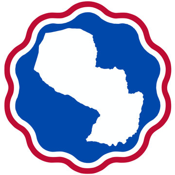 PARAGUAY map design on flag colour badge shape icon, paraguay's badge sticker with flag colors	