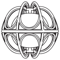 Decorative Abstract Symmetrical Ornament with Stylized Elements