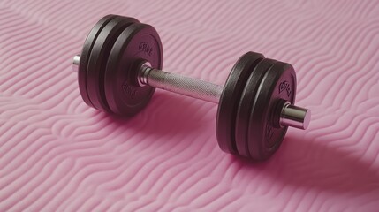 Single dumbbell on minimalist background. Modern fitness concept for home workout and gym design.