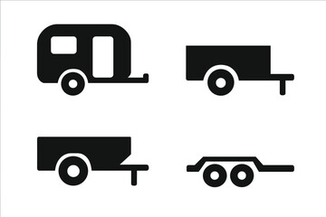 Various trailer and caravan icons for transportation and travel concepts