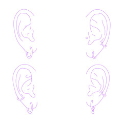 Line Art Illustration of Ear with Earring