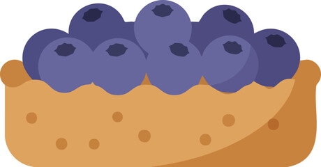 A close-up illustration of a delicious slice of blueberry pie with a golden crust.