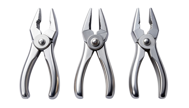 Hand tool pliers bundle isolated on transparent background