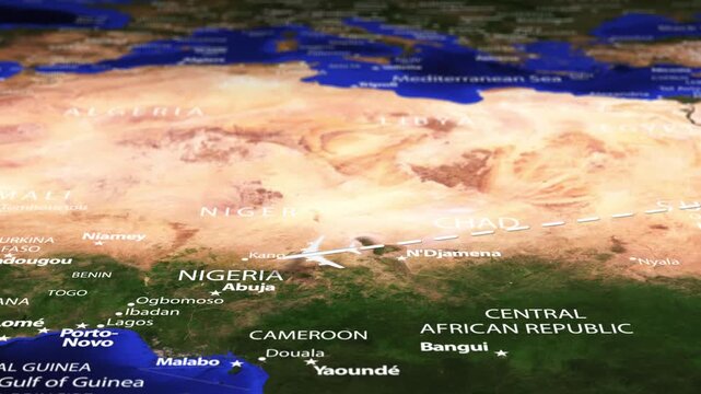 Flight from Abu Dhabi UAE to Monrovia LIBERIA with flag pins