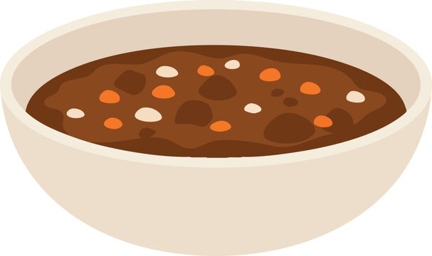 brown soup in white bowl clip art preview