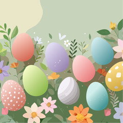 Easter composition made with colorful eggs. Creative holiday concept. Flat lay