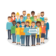 Obraz premium Diverse community promoting dyslexia awareness through education and support, fostering inclusivity and understanding for neurodiversity and learning differences