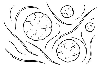 Abstract organic shapes and flowing lines creating a minimalist biological pattern