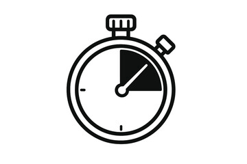 Stopwatch icon showing a quarter time interval for measurement and countdown