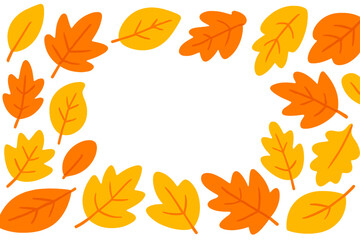 Vibrant autumn leaves forming a decorative border on a clean white background