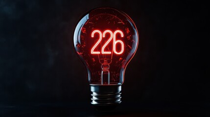Glowing light bulb with the number 226 inside, symbolizing idea, innovation, or a specific concept