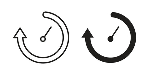 Uptime and downtime icon art in black and white