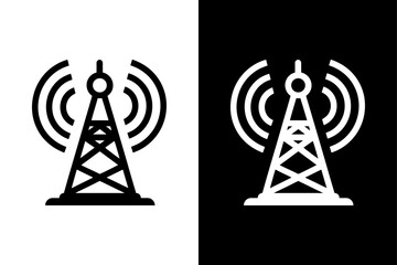 Flat 5G Network Tower Icon Monochrome Design.
