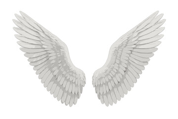 Majestic pair of white feathered wings symbolizing freedom and spirituality