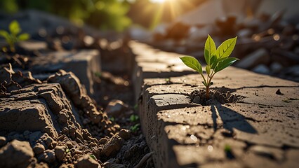 Cinematic HDR photograph of a destroyed concrete building