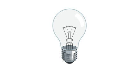 Simple transparent lightbulb with realistic details and clean design