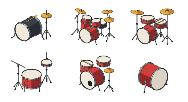 Flat drum kit collection: minimalist designs with multiple configurations for percussion enthusiasts