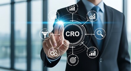 Modern Conversion Rate Optimization Concept Illustration with Businessman and Diagram