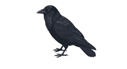 Obraz premium Detailed crow artwork on white background: realistic black bird design