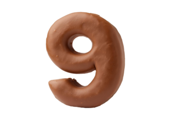 3D clay alphabet 9 isolated on transparent or white background