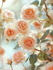 Delicate pastel-colored roses background