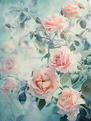 Delicate pastel-colored roses background