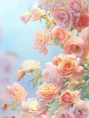 Delicate pastel-colored roses background