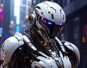 Fototapeta premium High-tech futuristic robot concept design, 3D render photography for branding 