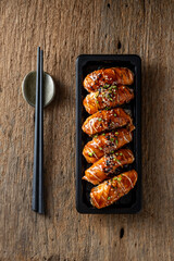 Delicious Japanese Sushi Rolls with Salmon and Tasty Toppings