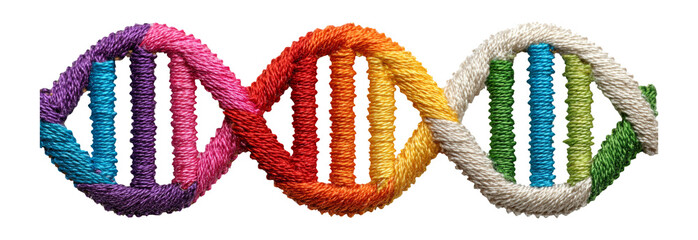 Colorful Embroidered DNA Strand Design Isolated on Transparent Background