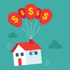 Flat houses are described as floating because house prices are always rising higher and higher.