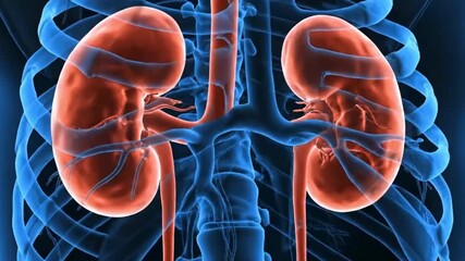 Anatomical illustration of the kidneys an x ray view highlighting the vital organs and blood vessels in the body organ