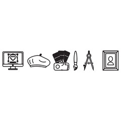 Creative Art and Design Tools Line Icons Collection