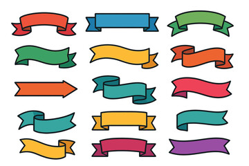 Colorful blank ribbon banners set for decoration or design projects