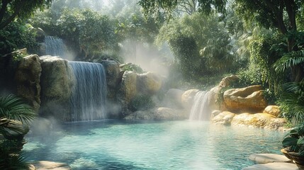 Lush tropical hot spring