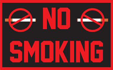 Set of No Smoking and Smoking Area vector signs in red and black with cigarette icons.