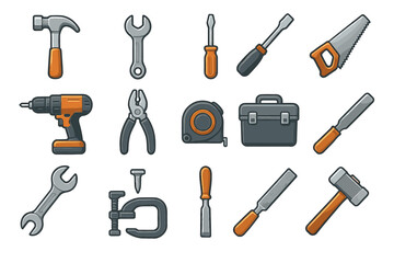 Obraz premium Set of various hand and power tools for carpentry and repair