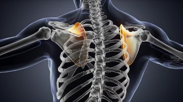 Rotator Cuff Pain Animation Human Shoulder Anatomy Scapula Humerus Bone Joint Spine Osteoarthritis Health Education 3D
