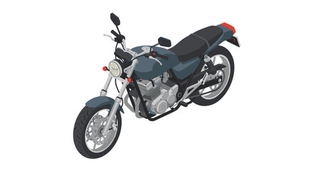 Sleek isometric motorcycle with classic design on white background