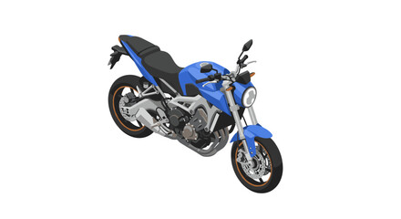 Blue motorcycle in isometric style on a white background