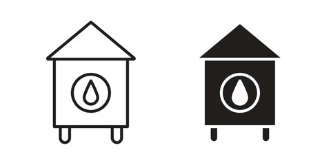 Water tank icon art in black and white