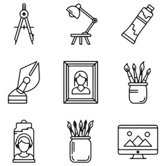 Art, Design, and Creativity Line Icons Collection