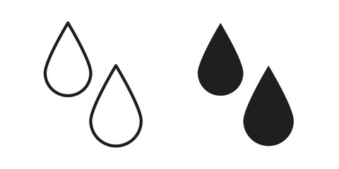 Water drop icon art in black and white