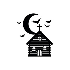 Haunted House Icon – Spooky Halloween Illustration