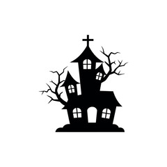Haunted House Icon – Spooky Halloween Illustration
