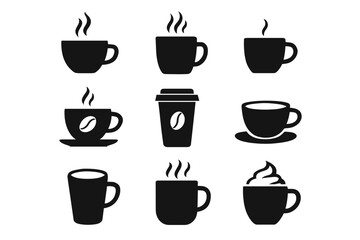 Obraz premium Collection of coffee cup icons with various designs and styles