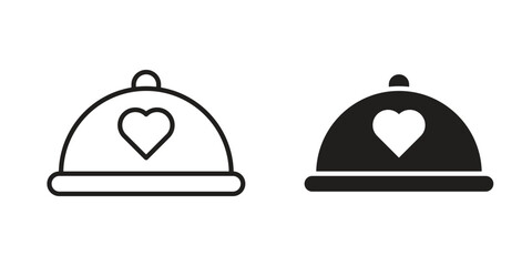 Wedding dinner icon art in black and white