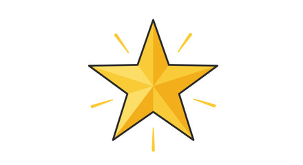 Shining golden star with sparkle effect on white background.