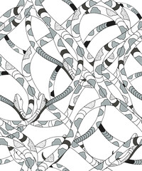 Seamless abstract background with snakes, curves and lines. Snake skin texture with spots and stripes. Vector.